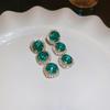 Runder Blumenschmuck-Set mit Ohrringen und Halskette mit quadratischem Diamant-Inlay - Luxusschmuck für Damen