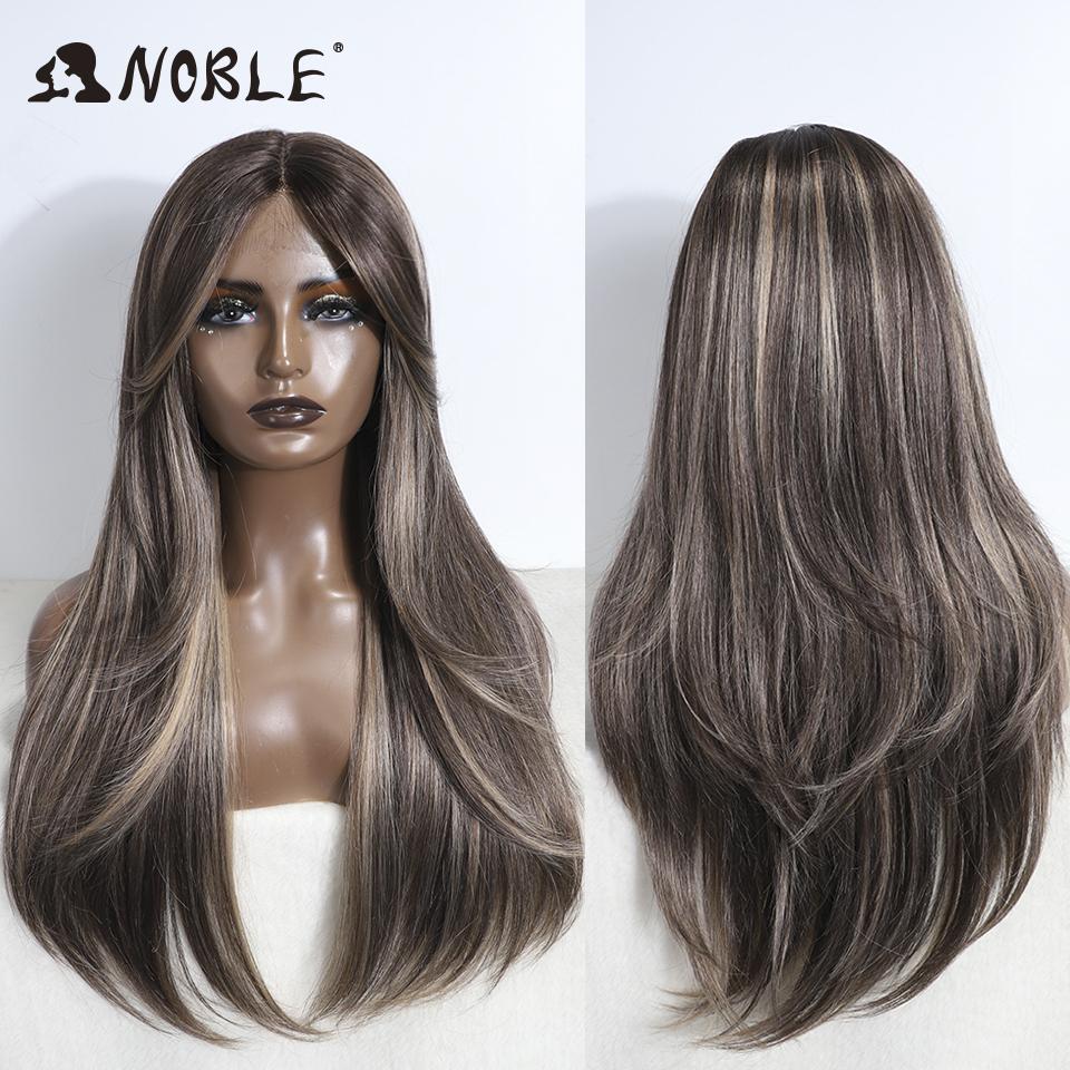 Perruque Noble en Dentelle Synthétique 26" Lisse Ombrée Dentelle Perruque Cosplay Perruque à Raie en Dentelle Perruques Blondes Pour Femmes Perruque Synthétique Perruque en Dentelle