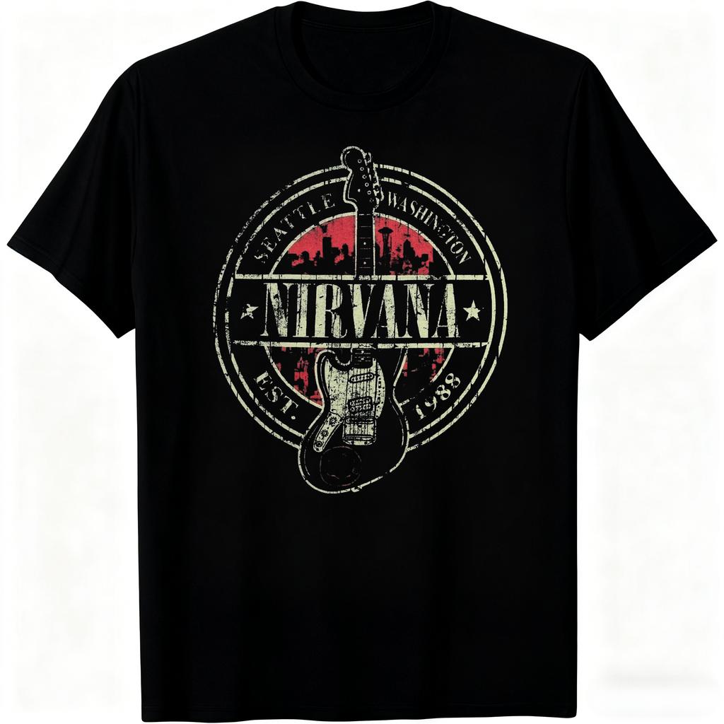 Nirvana Rock Band Hip-hop Men's and Women's Oversized Y2K Streetwear Tee Casual Outdoor Stree