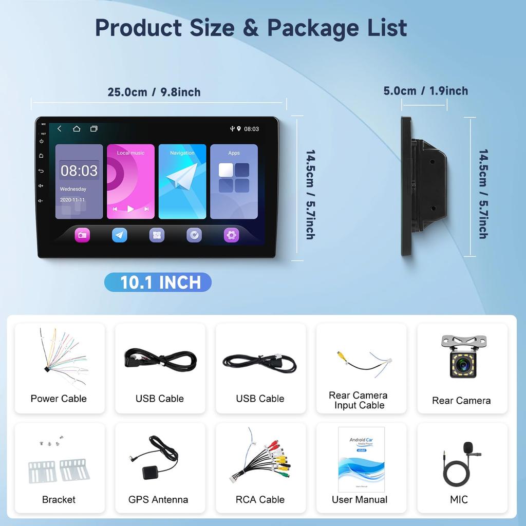 Hodozzy Android Car Audio Bluetooth 2 DIN Zoll IPS Touchscreen Auto Multimedia unterstützt Autoradio GPS DSP Spiegel FM RDS SWC mit Rückfahrkamera