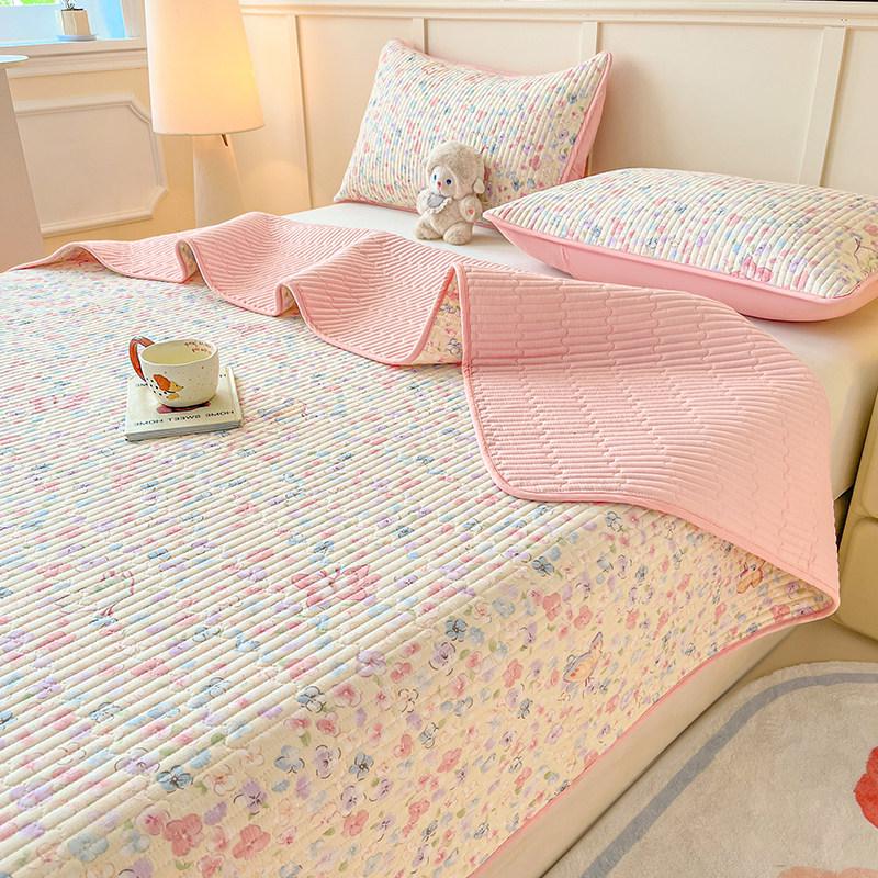 Washable Quilted Cotton Bedspread Set - Single, Printed, Thickened, All-Season Use