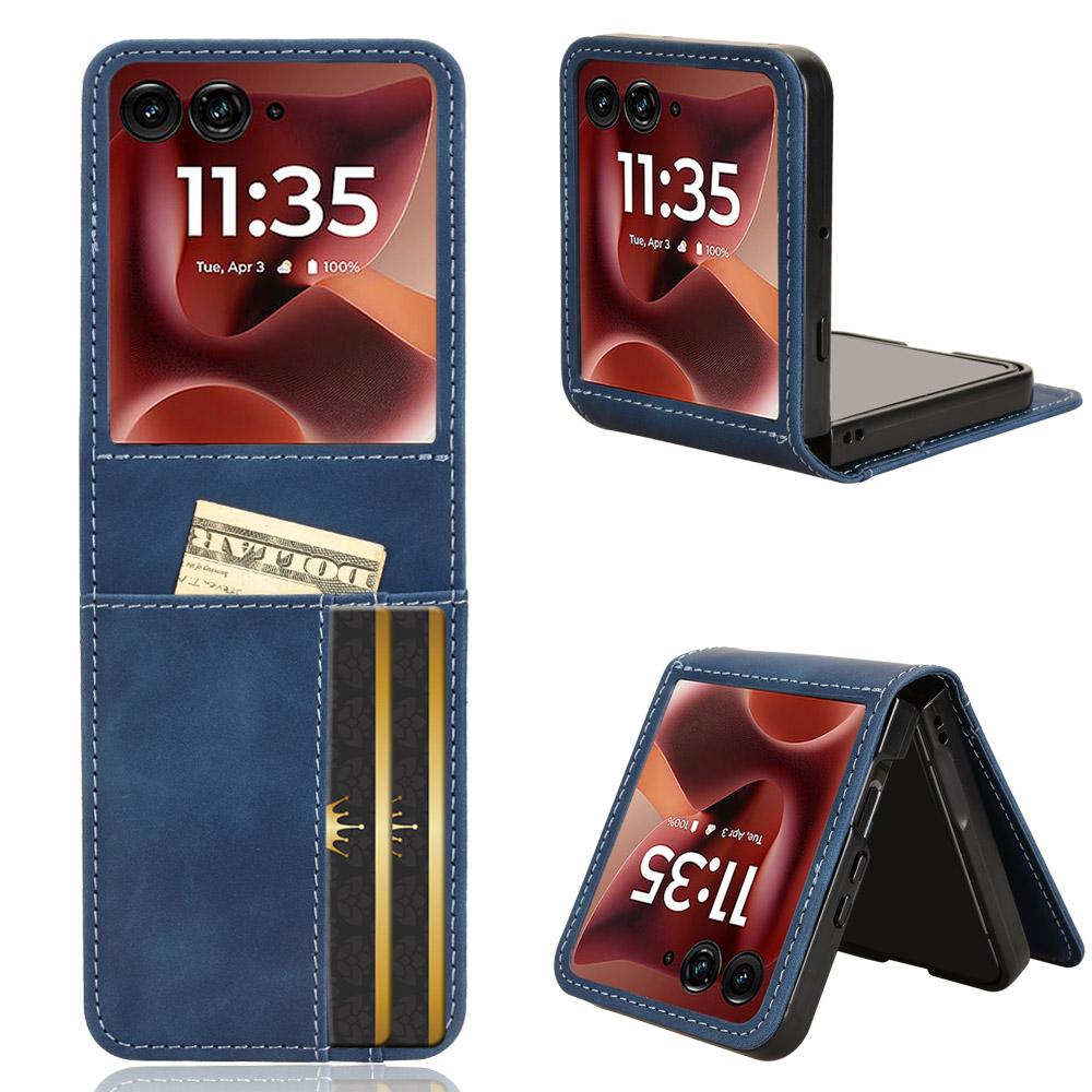 

Чохол-книжка для Motorola Razr 60 Ultra Шкіряний чохол [Шкіра вінтажний фліп] Гаманець Протиударний Міцний Ретро чохол для телефону Motorola Razr 60 Ultra синій