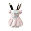 Bow Dress Pencil Cup, Ceramic Desk Organizer, Cute Makeup Brush Holder for Girls Room, Office Gift for Women