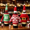 Christmas Wine Set Wool Knitting Ornament Snowflake Wine Bottle Set Restaurant Dress Up Festive Scene Arrangement