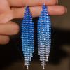 2PC Women's Fashion Claw Chain Series with Water Zircon and Tassel Design for Casual, Elegant and Simple Earrings
