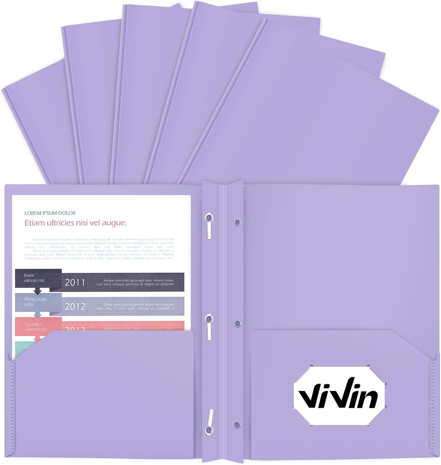 

5pcs Sturdy Plastic Folders with Pockets and Prongs, 2 Pocket Folder with 3 Prongs, fits 8.5 * 11 Letter Size Paper, for School