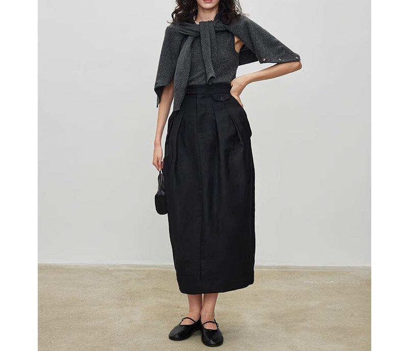 

Новая плиссированная юбка-миди с завышенной талией и длиной до щиколотки для женщин - Идеально подходит для осени и весны Large чёрный