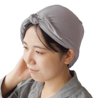 [Kinuyo] 100% Seide Schlafturban für einfache Morgenpflege 6572 Seiden-Schlafhaube Haarpflege Feuchtigkeitsspendend Trockenheit Bleigrau