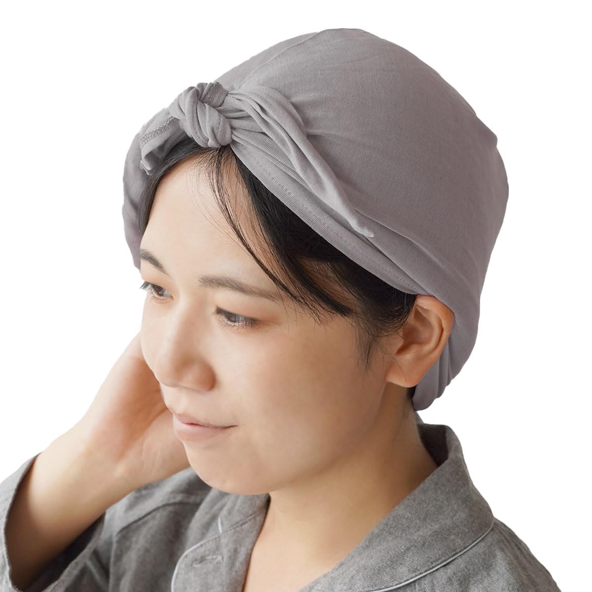 

[Kinuyo] Silk 100% Sleep Turban for Easy Morning Care 6572 Silk Nightcap Hair Care Moisturizing Dryness Lead Gray