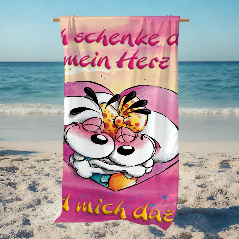 Character Cut D-diddl Towel Large Quick-Drying Microfiber Soft Beach Towel for Travel Fitness Sauna Bathing Camping