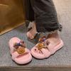 2025 New Cute Bow One-word Slippers Female Girl Girl Heart Flat Bottom Stepping On Shit Feeling Versatile Home Half Slippers Female