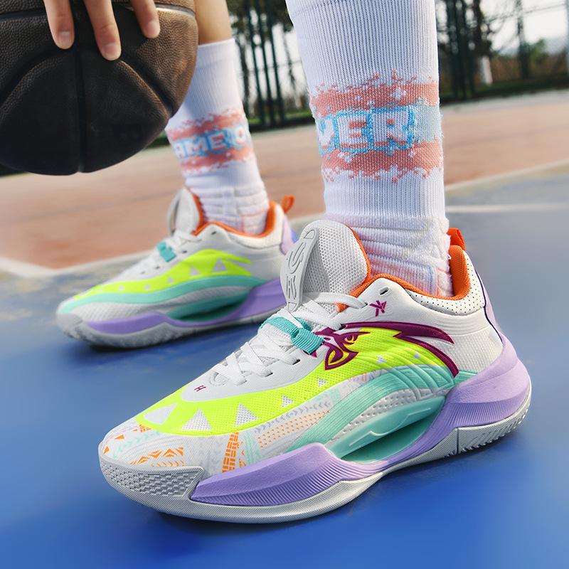 New Basketball Shoes MD Rubber Sole Friction Luminous Light Men's and Women's Real Young Students Battle Game Training Shoes