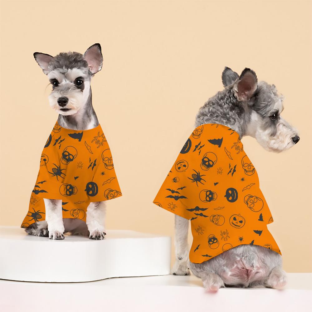Cross-border Halloween Print Pet T-shirt for Small/Medium Dogs & Cats - Spring/Autumn Two-legged Casual Wear