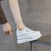 Muffin Platform White Shoes Women's Autumn New Leather Breathable Small Inner Height Increase 8 Casual Board Shoes
