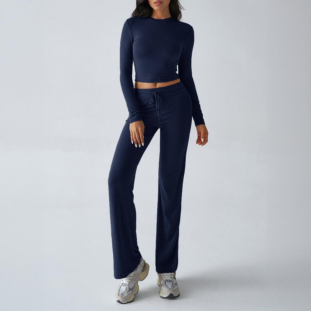 Autumn/winter Women's Y2K Casual Sports Style Slim Long Sleeve Top Lace-up Pants Suit