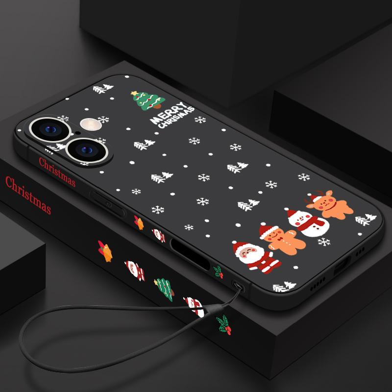 

Матовый чехол-шнурок с рождественским узором для iPhone 16 Pro 15 14 Plus 13 12 Mini 11 Pro Max Xr Xs 7 8 Se мягкий тонкий чехол из ТПУ iPhone X / XS чёрный