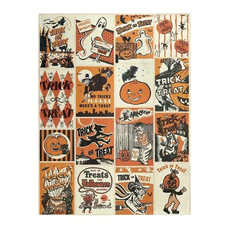 Halloween Horror Theme digital-printed polyester Bedroom velvet flannel cover blanket Fleece soft sofa cover blankets for beds