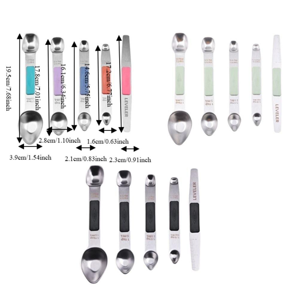 5PCS/SET with Leveler Magnetic Measuring Spoon Stainless Steel Seasoning Spoon Coffee Spoon Kitchen