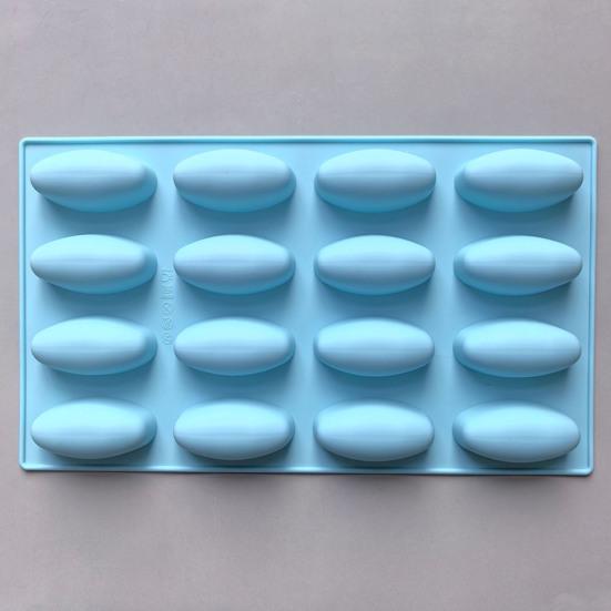 Silicone Baking Mold 16 Cavity Oval Chocolate Mold Non-Stick Freezer Oven Safe Dessert Mold Baking Supplies for Cake Jello Ice Cream