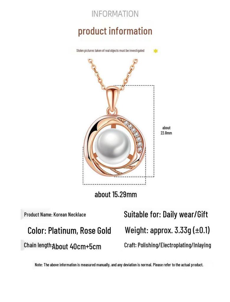Luxurious Korean-Style Pearl Pendant Clavicle Chain - Elegant Gift for Girlfriend, Christmas 2024