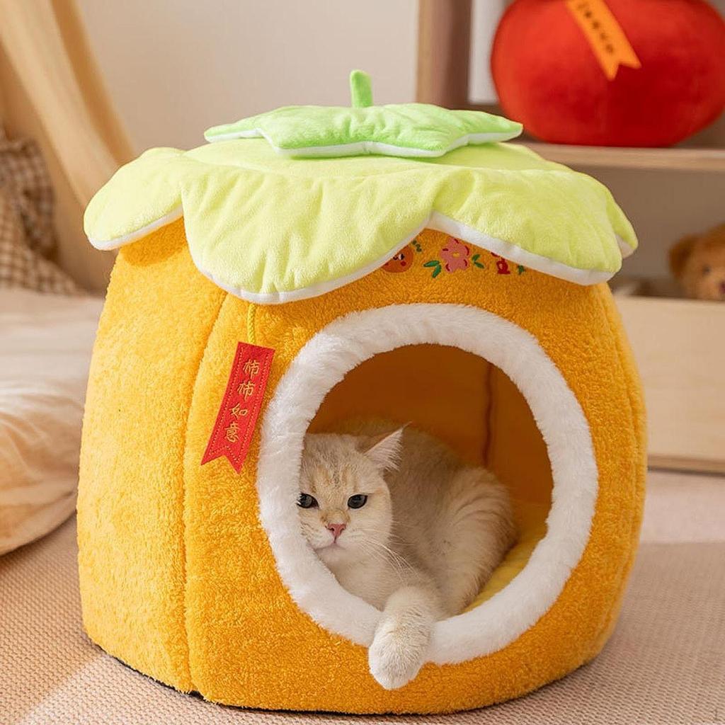 Persimmon Shaped Cats House Orange Warm PP Cottons Versatile Accessory Supplies for Winter Soft