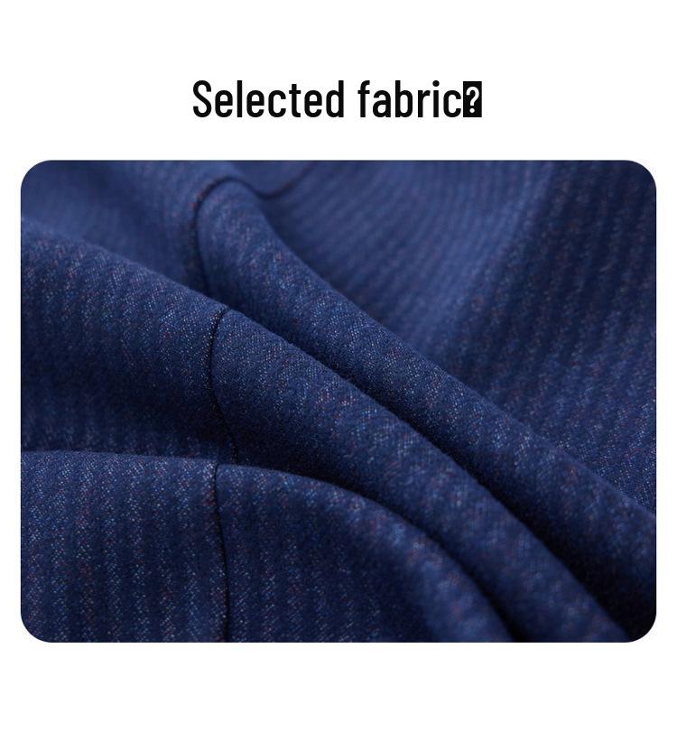 Hong Kong Retro Fashion Denim Blue Women's Set: 2025 Spring/Autumn Striped Patchwork Jacket & Wide-Leg Pants Two-Piece