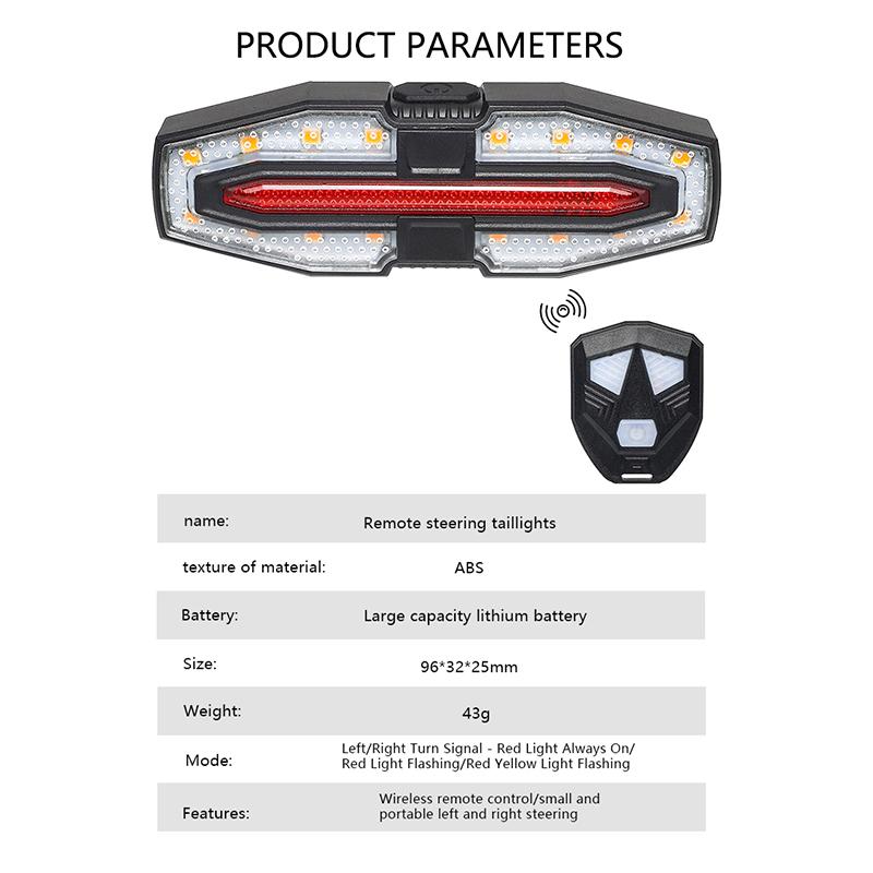 Bike Turn Signal Rear Light Usb Rechargeable Road Bike Light Led Waterproof Wireless Remote Control Cycling Taillight