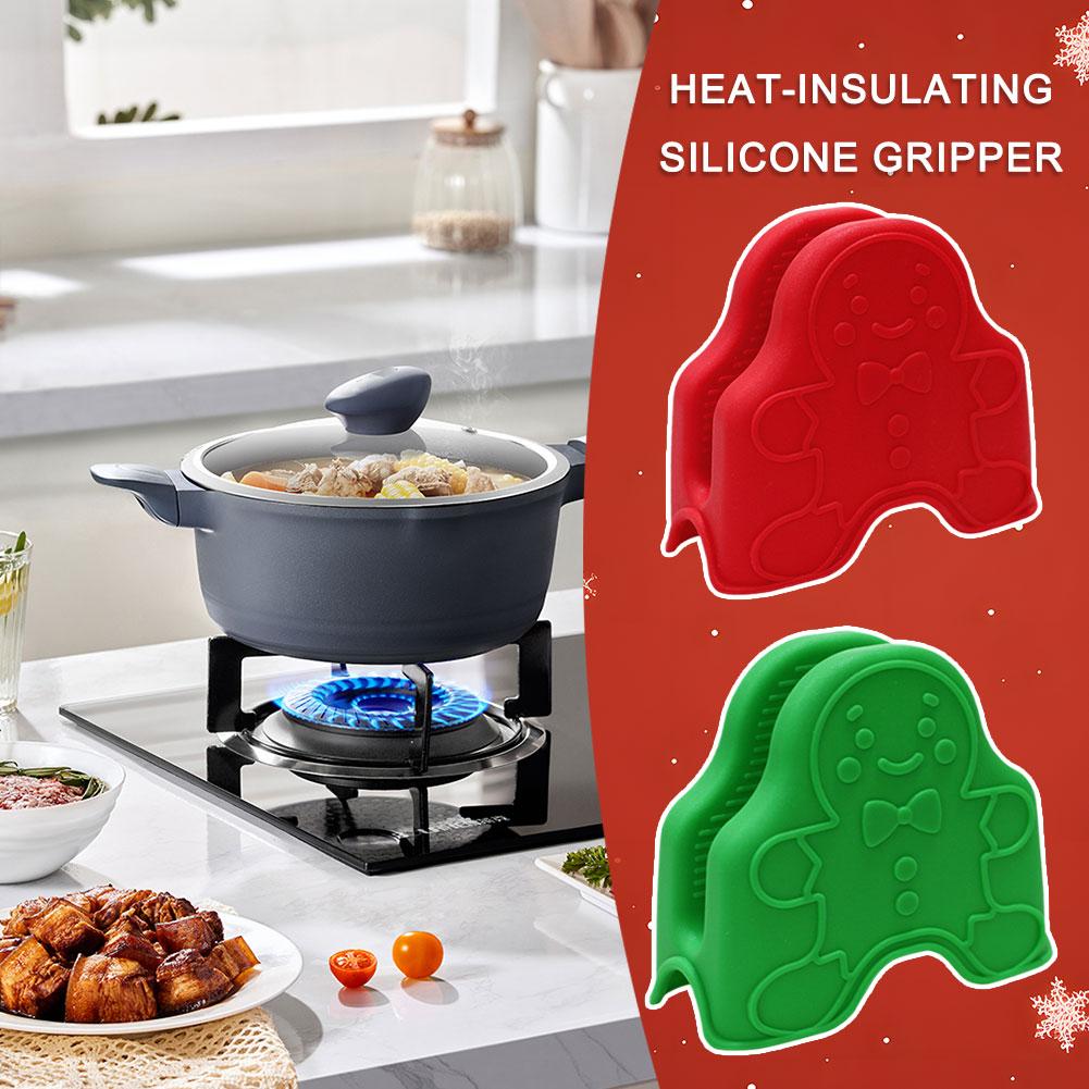

New Christmas Baking Mitts Creative Home Oven Mitts Mitts Silicone Tools Clips Hand Kitchen Ins G6N5 Red-2pcs