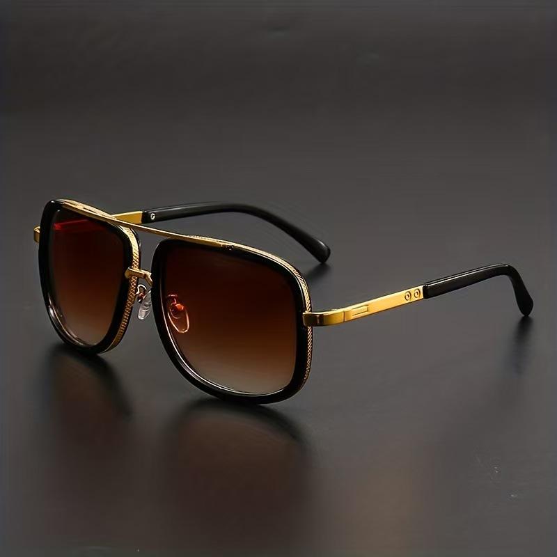 New Fashion Men Big Frame Sunglasses Men Square Metal Sun Glasses Women Retro Glasses High Quality  UV400