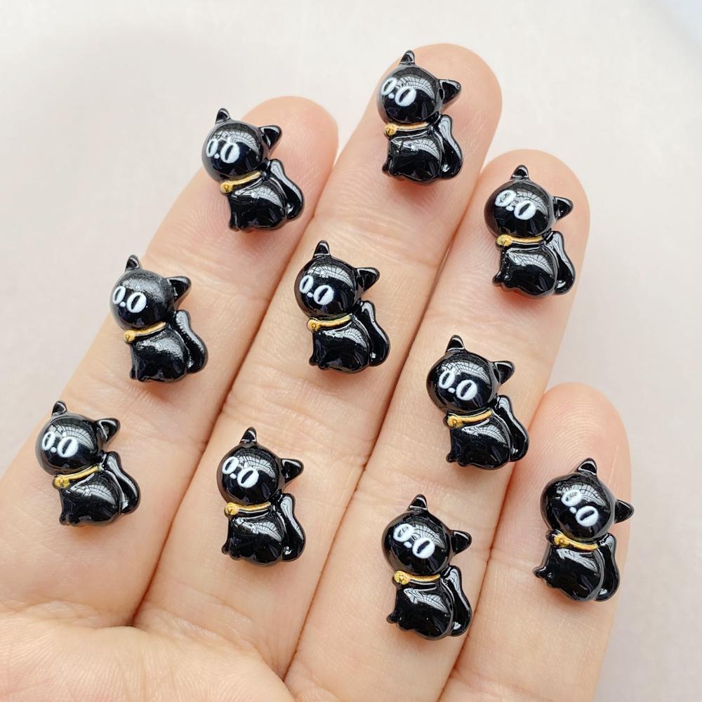 20Pcs Cute Cartoon Halloween cat, pumpkin, bat Nail Art Resin Designer Charms DIY Craft For Nail 3D Decorations Jewelry