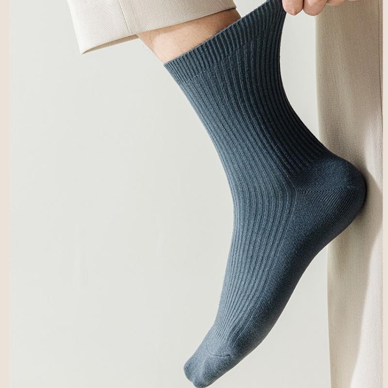 5Pairs Cotton Snow Socks Autumn Winter Middle Tube Thick Vertical Straight Board Plush Warmth Floor Sock