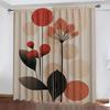 2 Stück Geometrische Blätter Vorhänge mit Landschaftshintergrund und Stangentasche, für Küche, Café, Wohnzimmer, Balkon