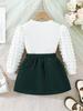 Girls' Bubble Sleeve Top & Bow Skirt 2Pcs Outfit