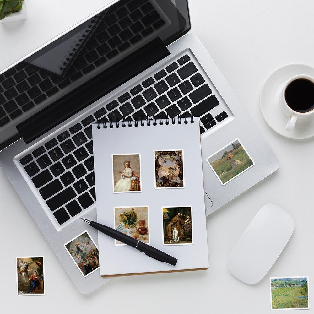Retro Oil Painting Graffiti Stickers - 50/100 Sheets Waterproof Decorative Stickers for Stationery and Water Bottles