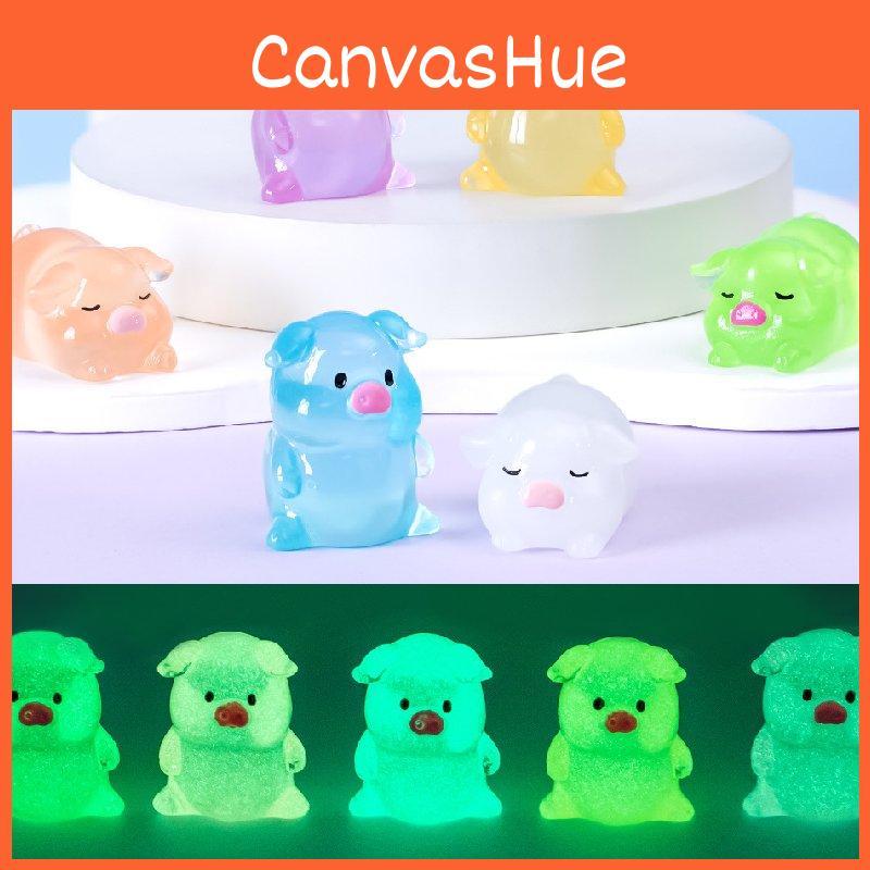 Cute Luminous Piggy Resin Figurine Perfect For Creative Diy And Desktop Decoration