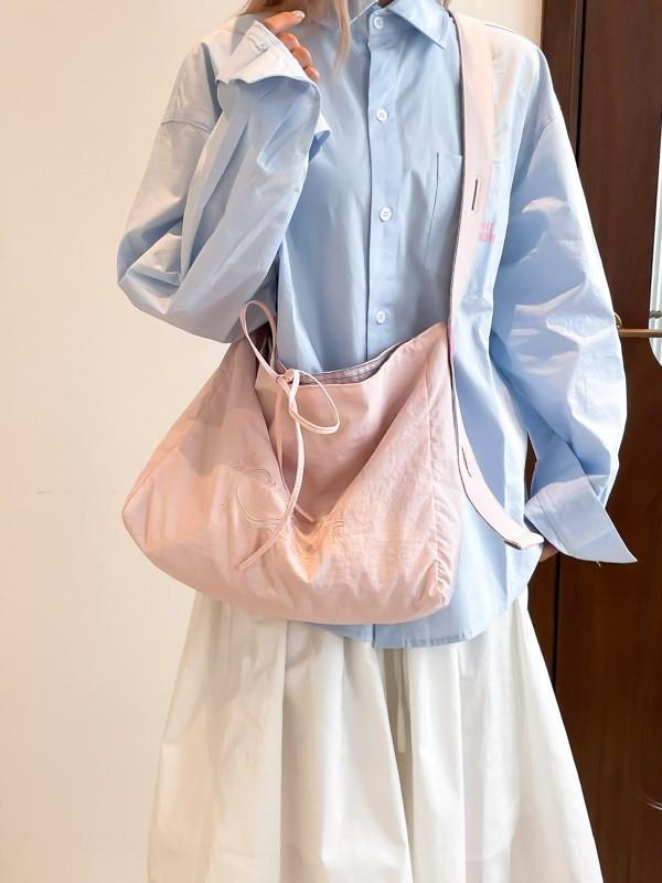 Nylon Letter Tote Bag For Leisure Travel With Spacious Design And Urban Fashion
