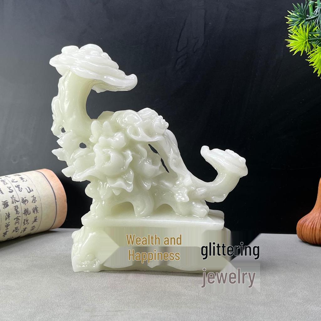Luminous Copper Ruyi Ornament for Living Room Feng Shui and Wealth