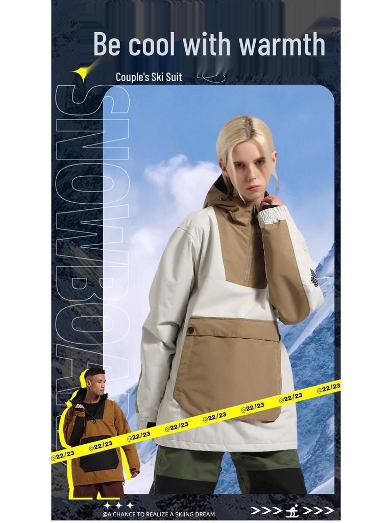 Unisex zimní barevně blokovaná sněhová kombinéza: Větruodolné, Voděodolné, Teplé, Venkovní lyžařské vybavení