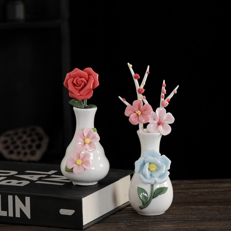 Mini Ceramic Vase for Flowers - Perfect for Home or Office Decor, Holds Dried or Hydroponic Plants