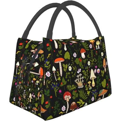 Mushrooms Fungi Nature Lunch Bag Insulated Lunch Box Cooler Tote Bag for Teens Adults Thermal Tote Bag for Work Travel Picnic