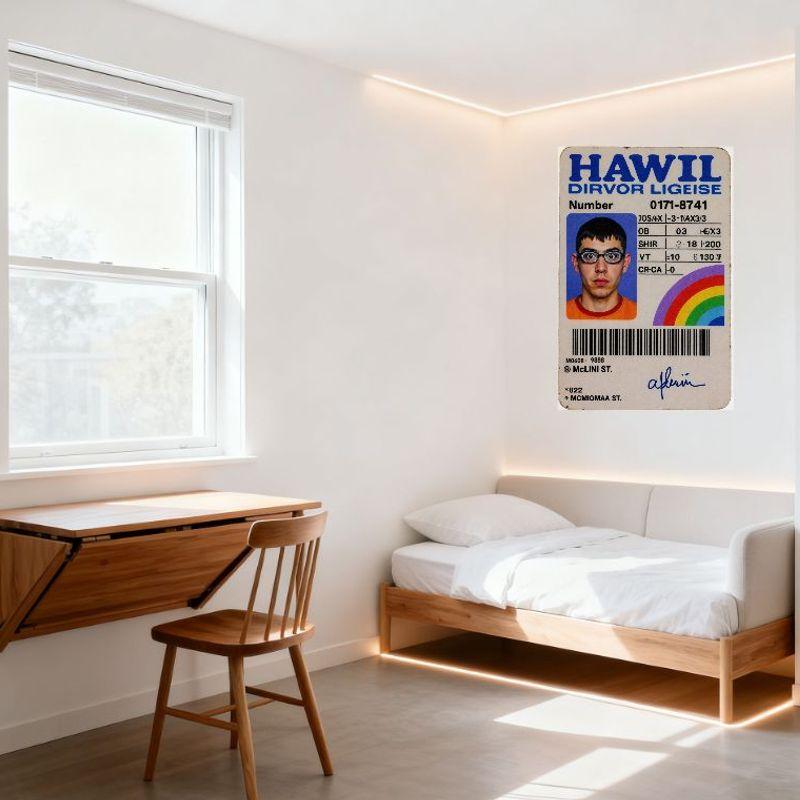 McLINI ST. ID Card Style Vintage Metal Tin Sign with Rainbow & Person Photo, 70S/4X | -3-7/AX3/3 Retro Art for Home Bar Club Caf