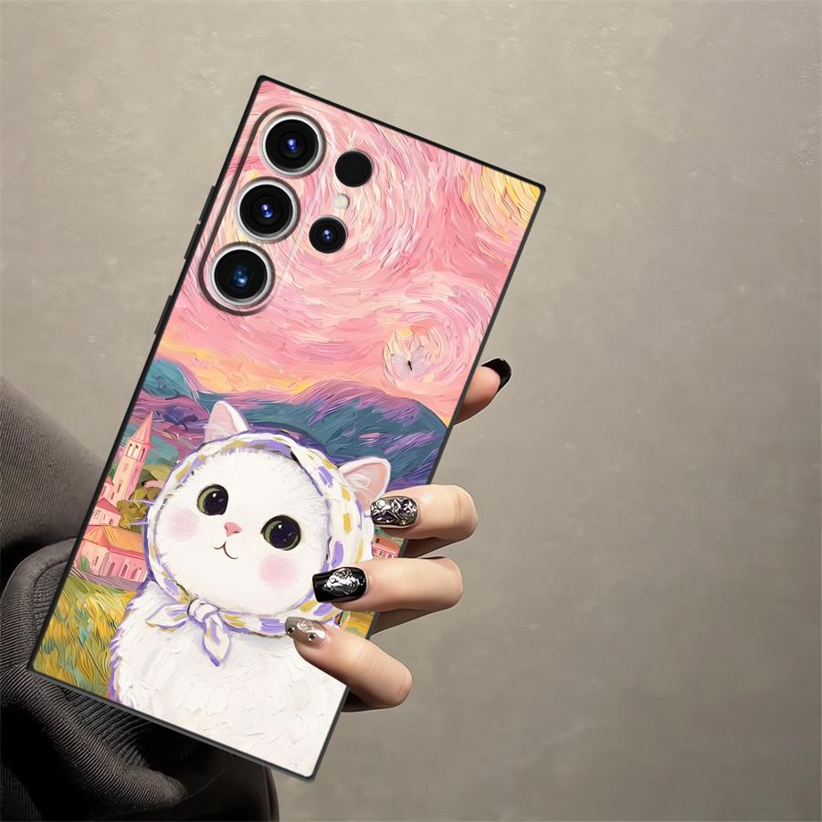 Funda Phone Cover Case for Samsung Galaxy S26 Ultra S23 S24 Note 20 8 9 10 S20 Ultra S10 S9 S21 FE S25 Plus Cartoon Cute Cat