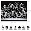 Halloween Skeleton Dance Photography Background | Terrifying haunted house  full moon  pumpkin lantern  and bat design
