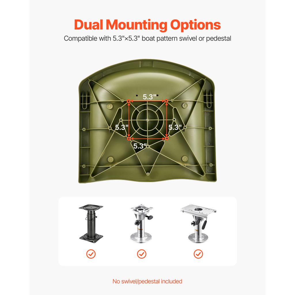 SucceBuy Boat Seat, Low Backrest, Folding Fishing Boat Seat with Thickened Sponge Cushion PP Frame, Flip Up Boat Seat for Yachts