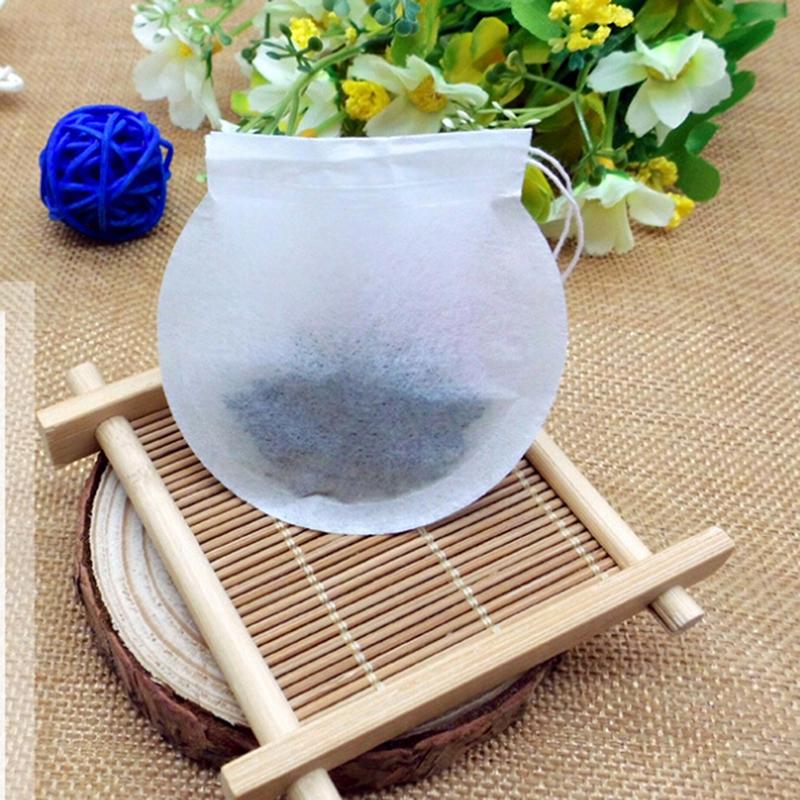100Pcs White Round Tea Bags Empty Filter Paper Teabags With String For Herb Tea