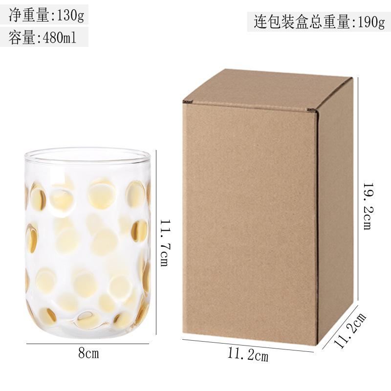 Creative Polka Dot Wine Glass Cups,Household High Borosilicate Juice Beverage Cup,Heat-resistant Coffee Mug, Party Whiskey Glass 401-500ml
