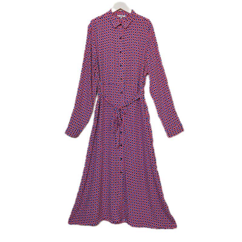 

Внешняя торговля Экспорт Французские Остатки Длинный рукав Принт Рубашка Платье Женский Пояс Пояс Стильное Длинное Платье Высокий Весна Purple Print 42