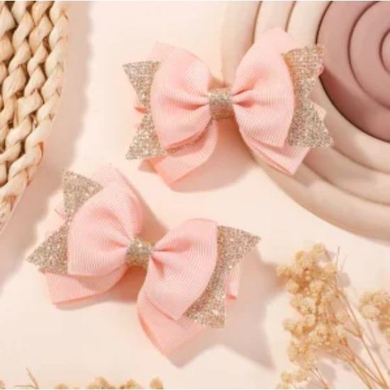 2Pcs/set Baby Dovetail Bow Hair Clips for Women Girls Handmade Glitter Bowknote Hairpins Daily Bowknot Headwear Hair Accessories