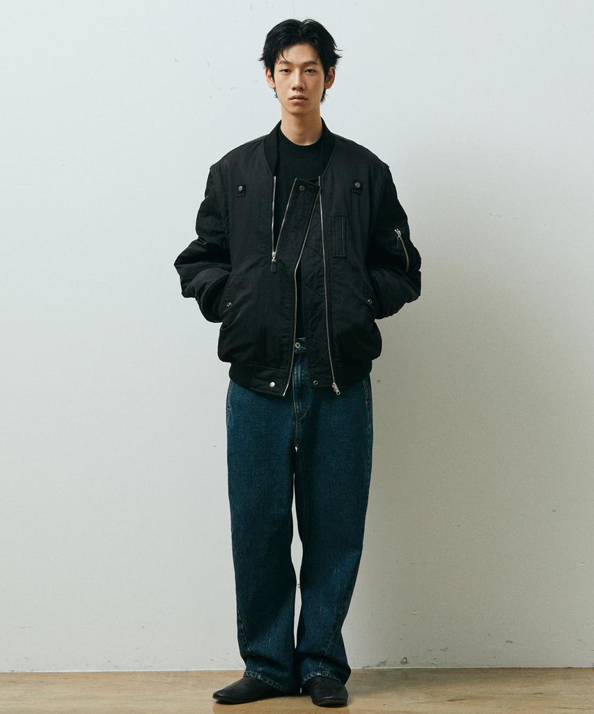 Publicifure Washed Nylon Ma1 Bomber Jacket_Black