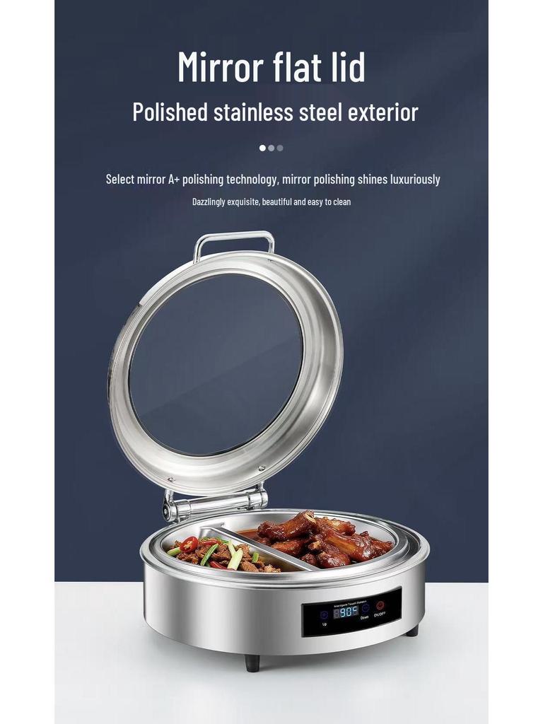 Stainless Steel Electric Buffet Chafing Dish - Smart Self-Service Warmer with Transparent Insulation for Hotel Breakfasts
